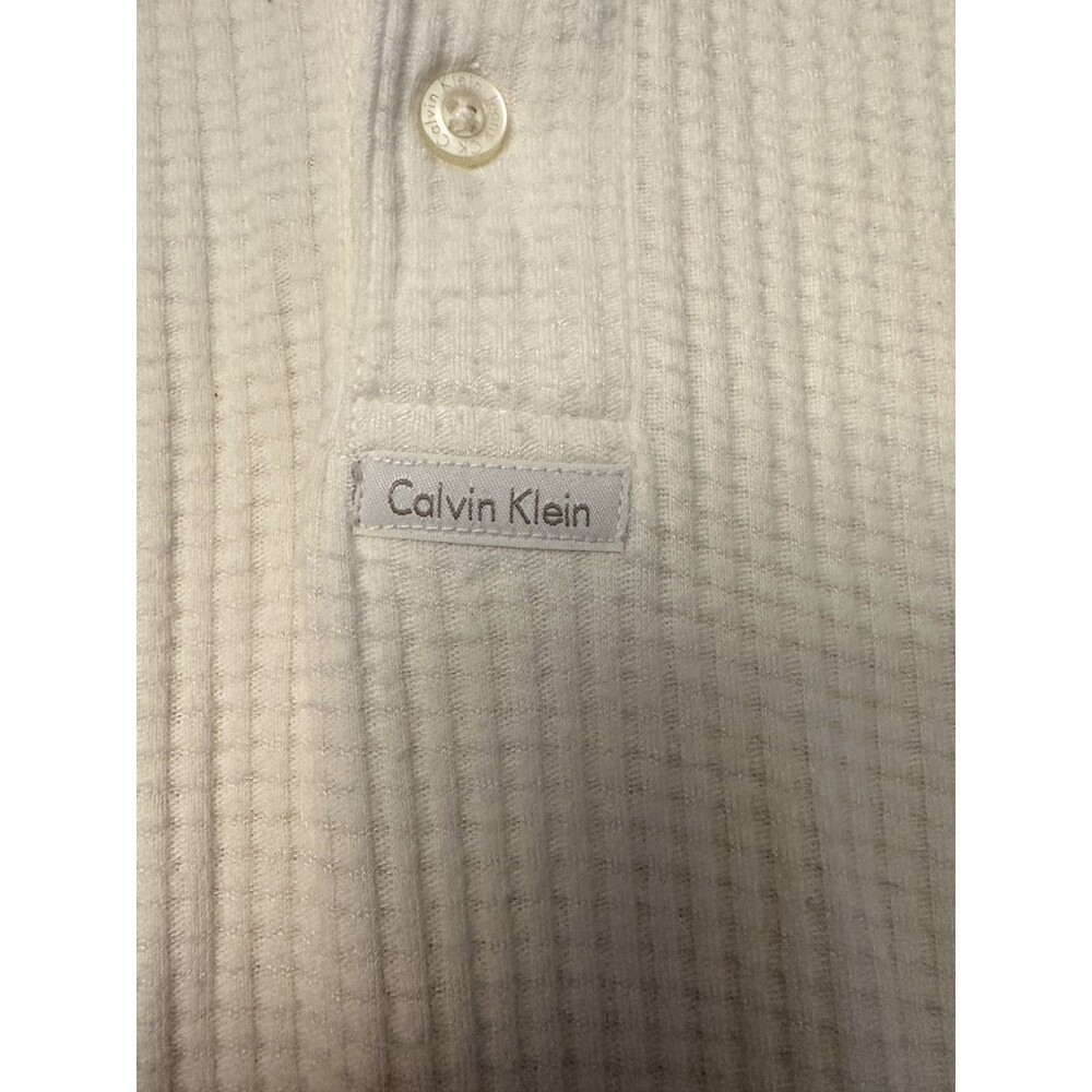 Men’s Calvin Klein Jeans Knitted Beige Polo Shirt Size Large